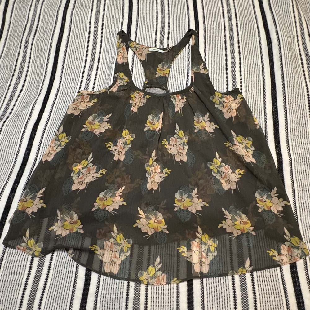 Kimchi Blue Floral Racerback Tank‎ Top Womens Small Sheer Boho
